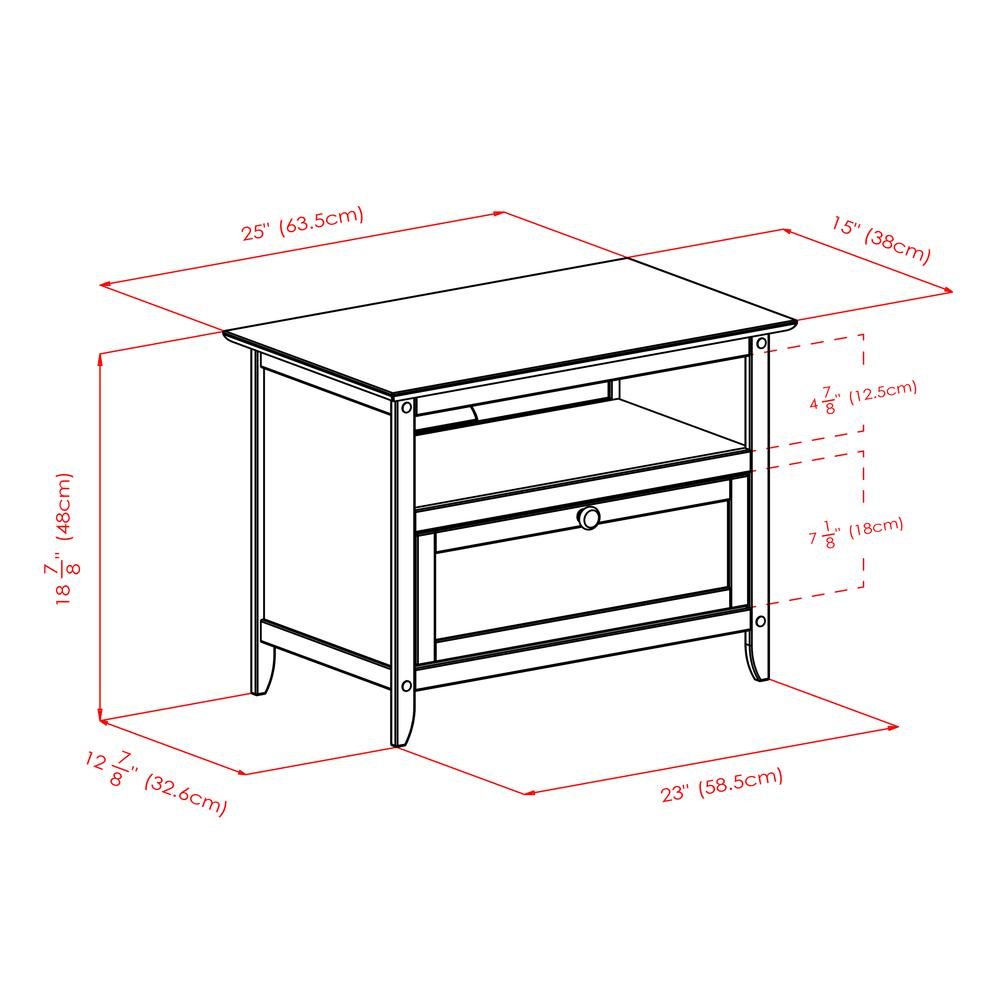 Small Wooden TV Stand With Shelf And Pull Down Door For Living Room. Picture 5