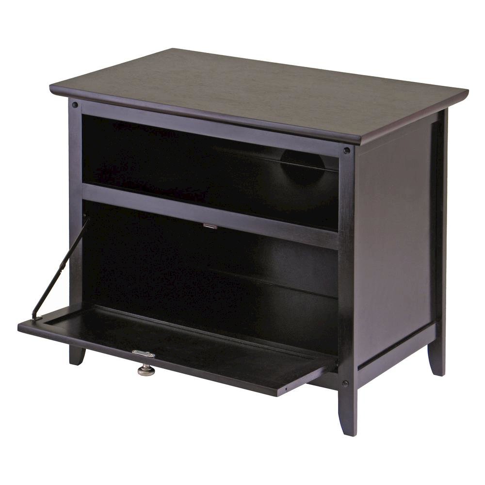 Small Wooden TV Stand With Shelf And Pull Down Door For Living Room. Picture 4