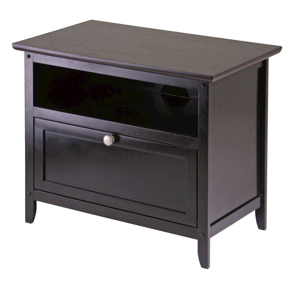 Small Wooden TV Stand With Shelf And Pull Down Door For Living Room. Picture 1