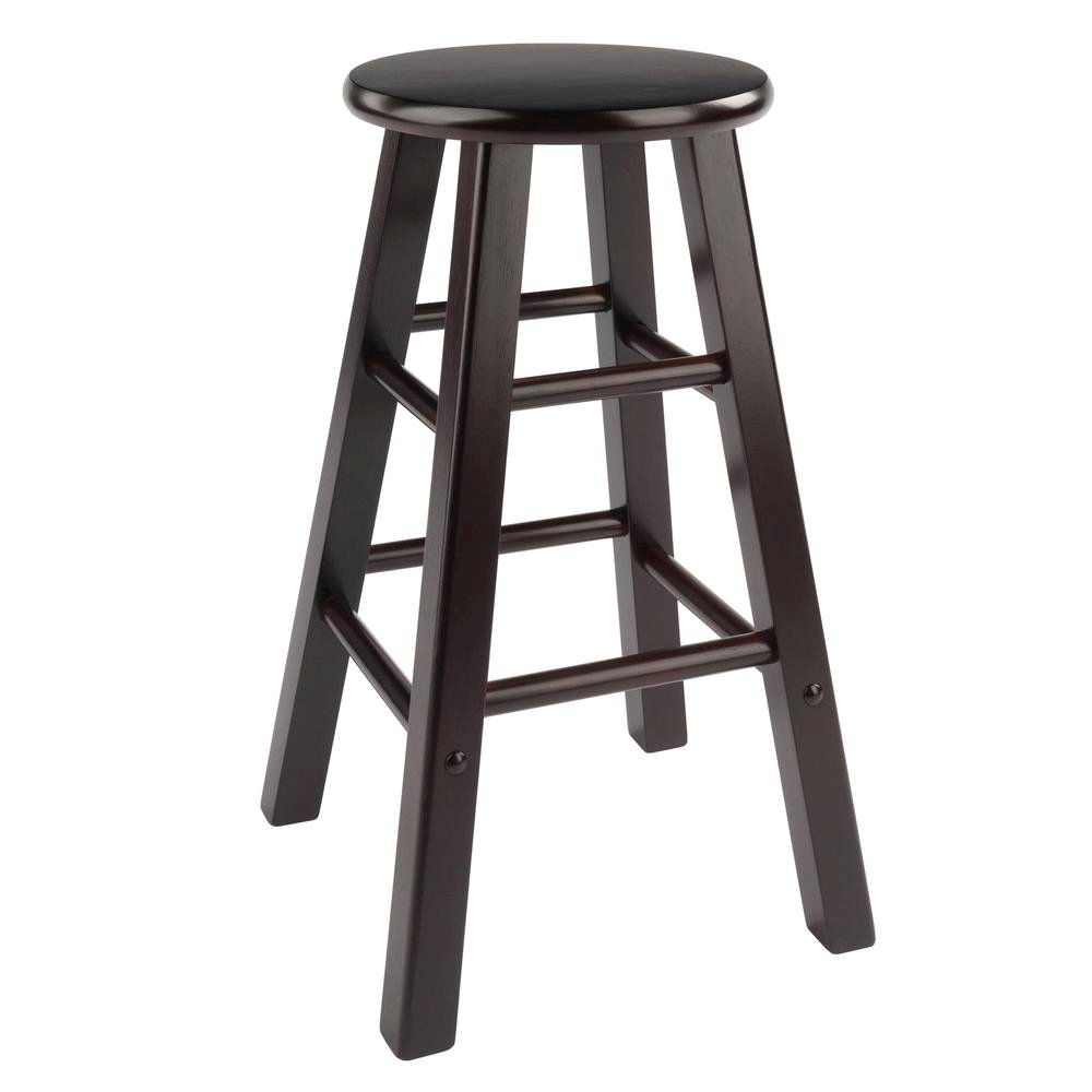 2-Piece Counter Stool Set, Round Seat, Solid Wood, Espresso Finish. Picture 5