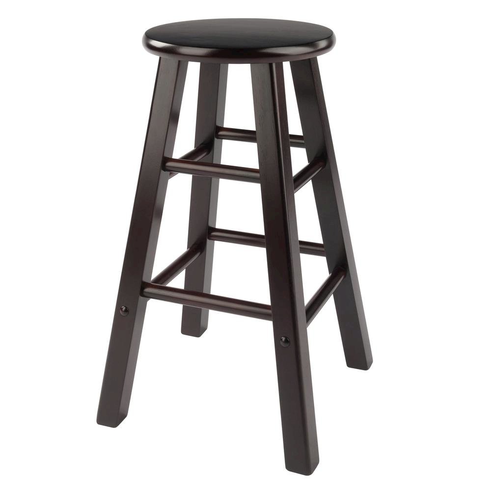 2-Piece Counter Stool Set, Round Seat, Solid Wood, Espresso Finish. Picture 6