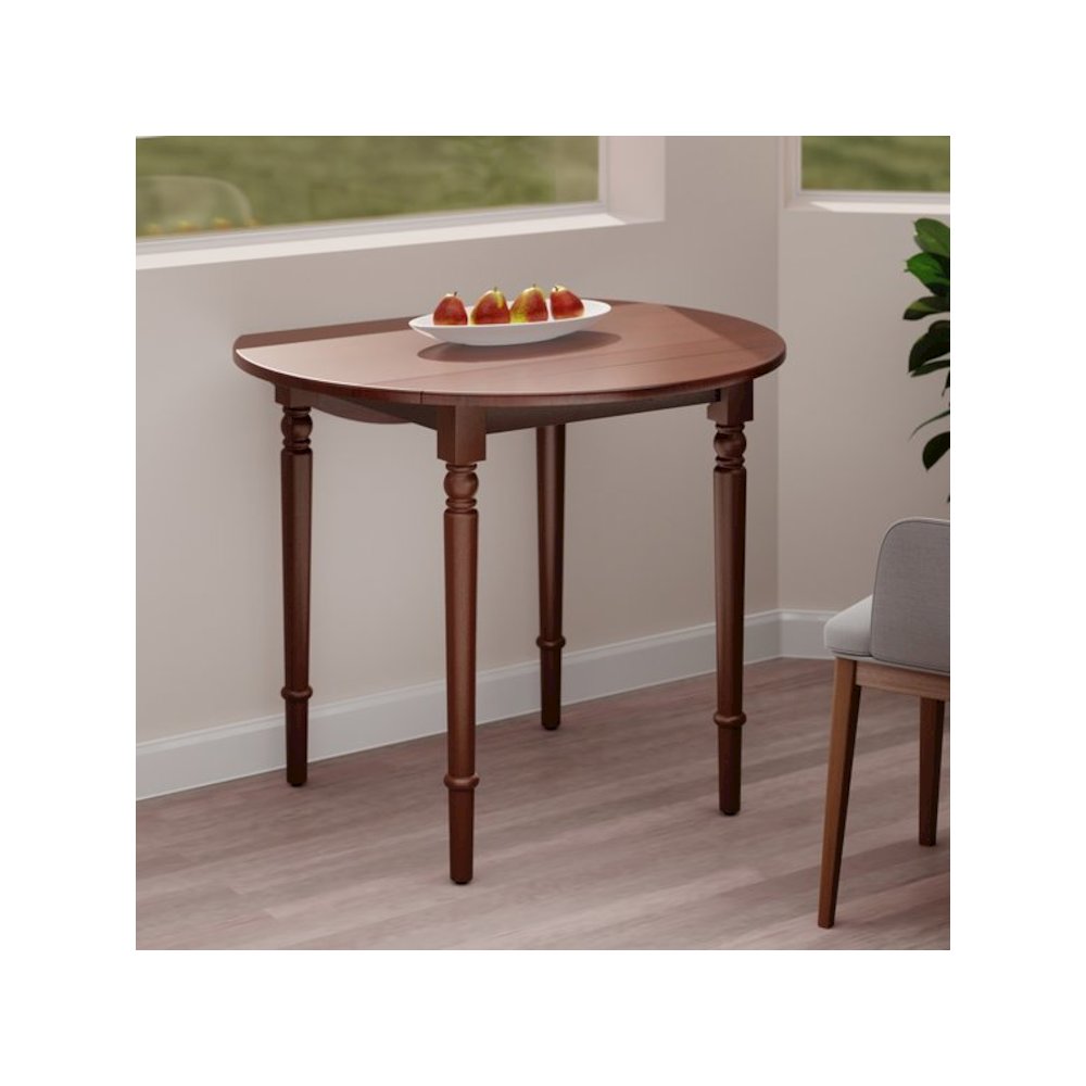 Sorella Round Double Drop Leaf Dining Table, Walnut. Picture 5