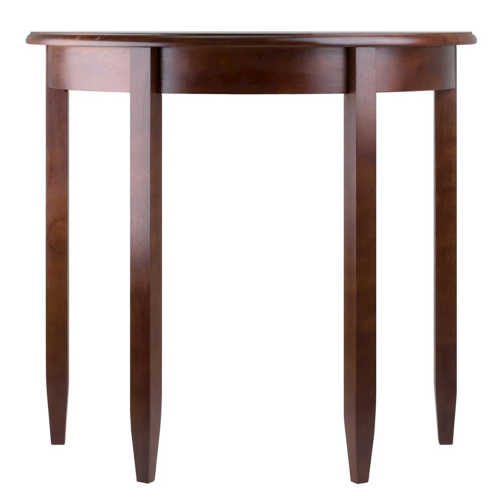 Solid Wood Half Moon Table in Antique Walnut Finish, Small Entry Table. Picture 4