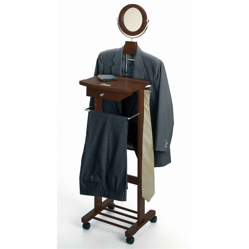 Vanity Valet Stand, Mirror Drawer Tray Hanger, Walnut Finish. Picture 4