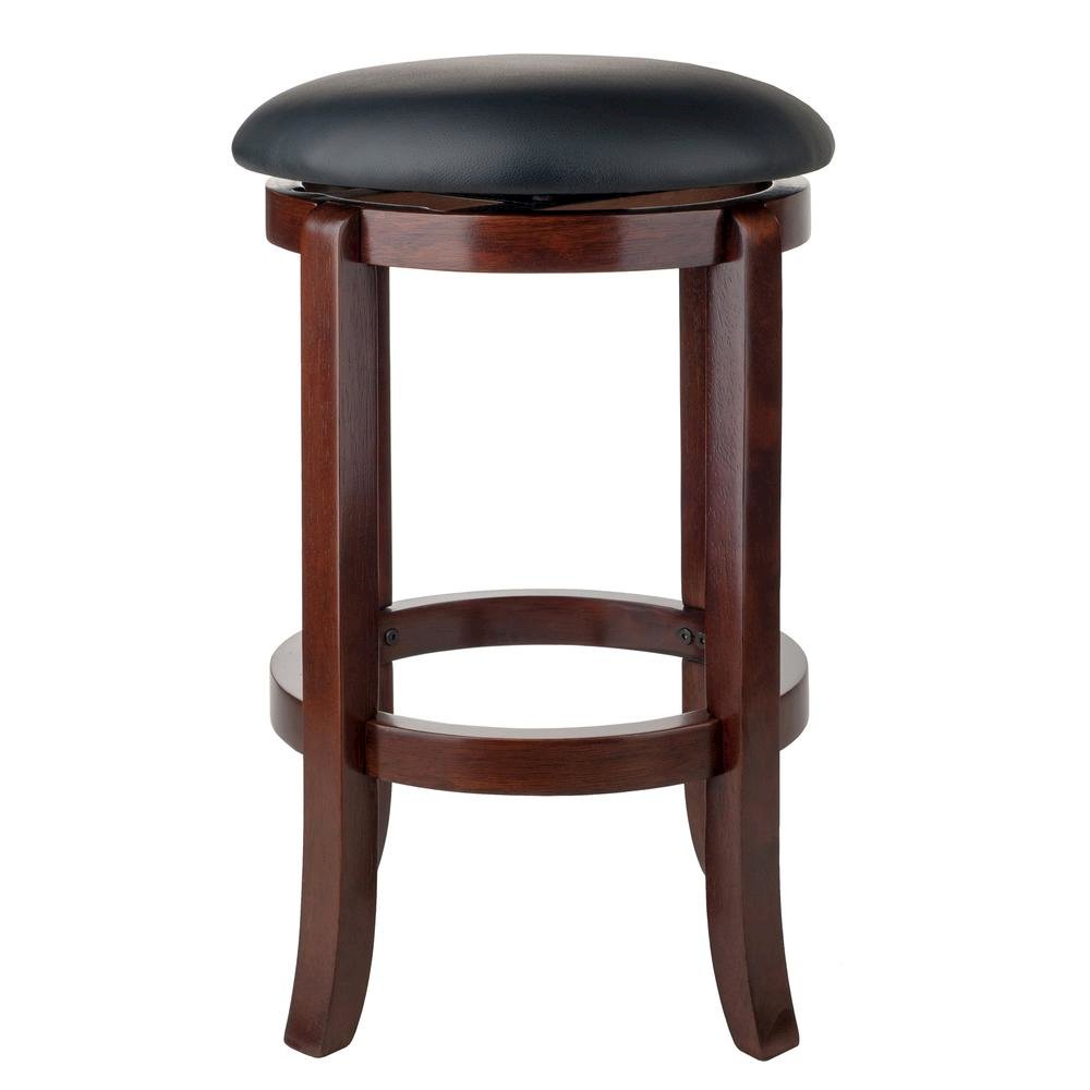 Swivel Counter Stool, Black Seat, Solid Wood Walnut Finish, 24 Inch Height. Picture 6