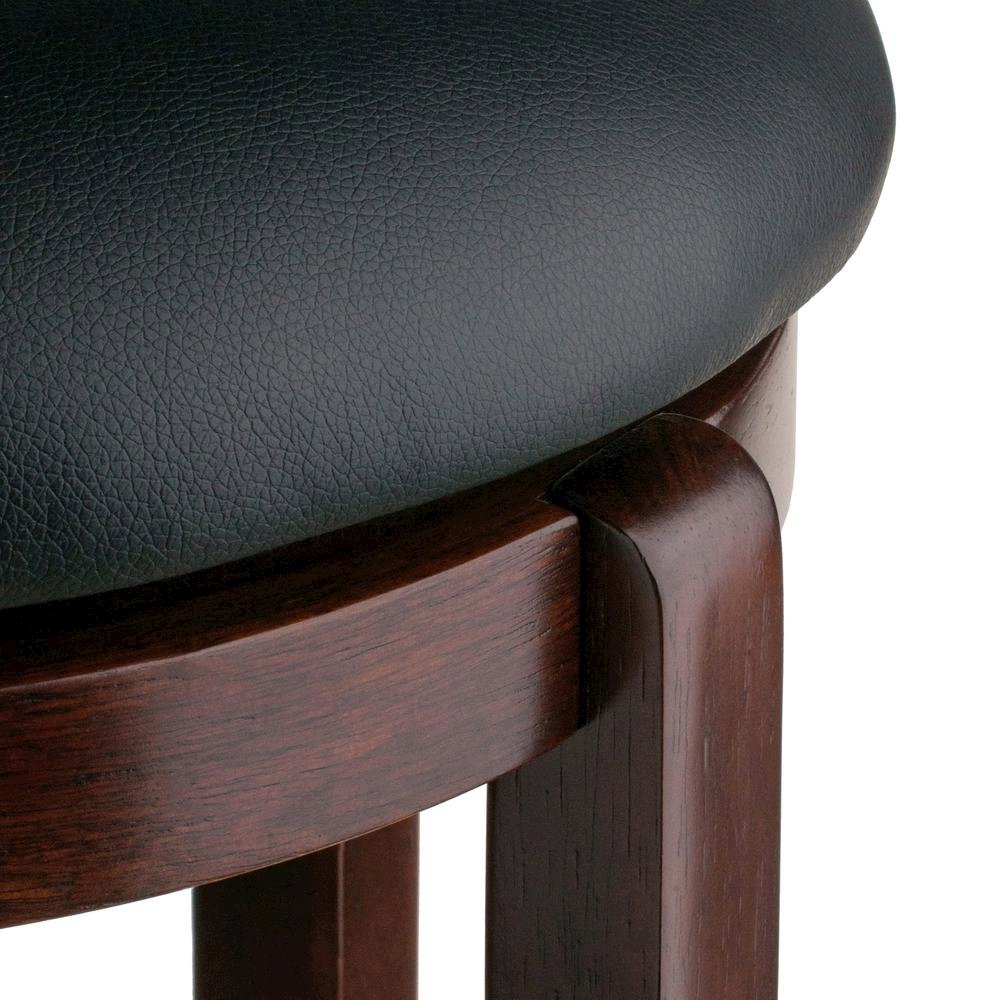 Swivel Counter Stool, Black Seat, Solid Wood Walnut Finish, 24 Inch Height. Picture 7