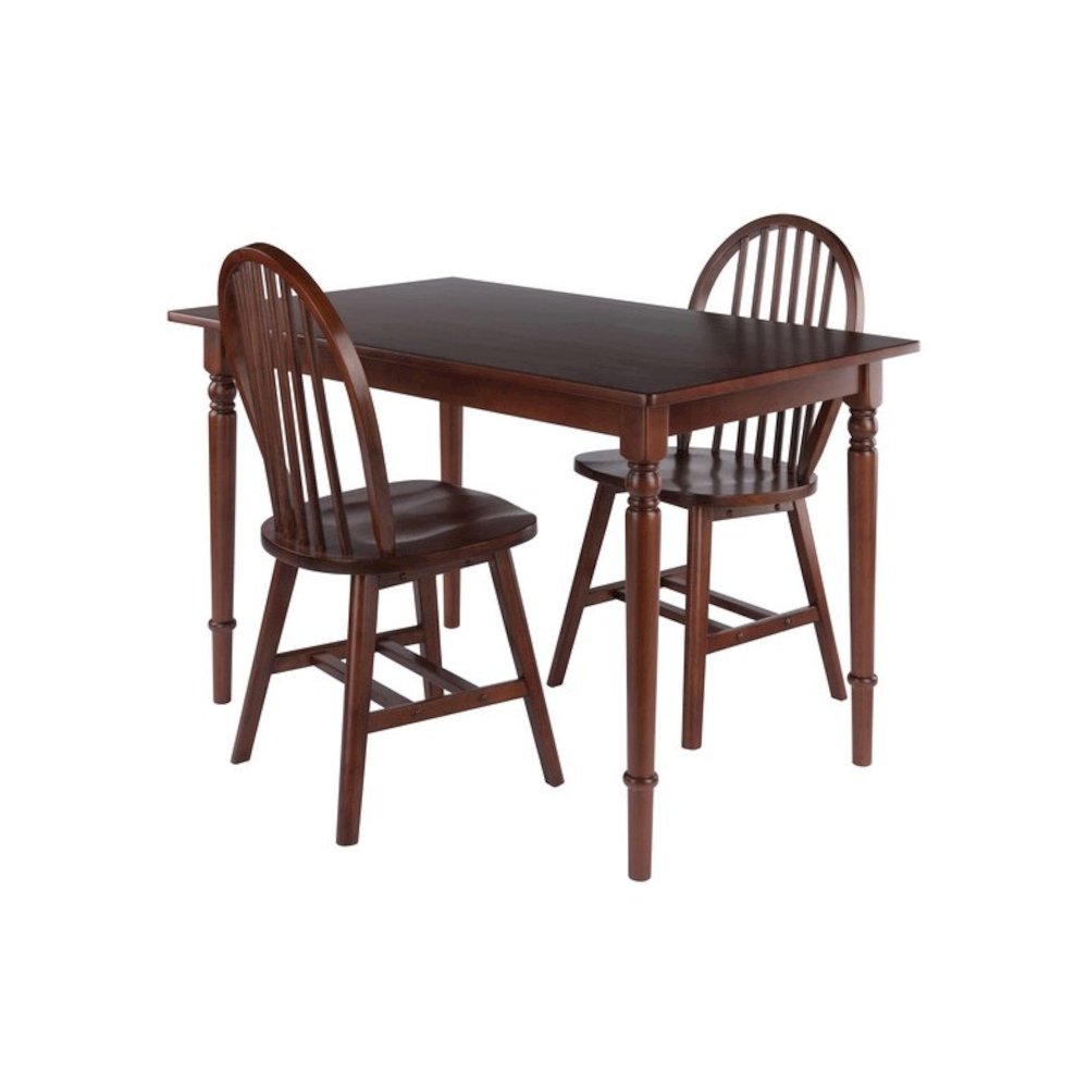 Ravenna 3-Pc Dining Table with Windsor Chairs, Walnut. Picture 1
