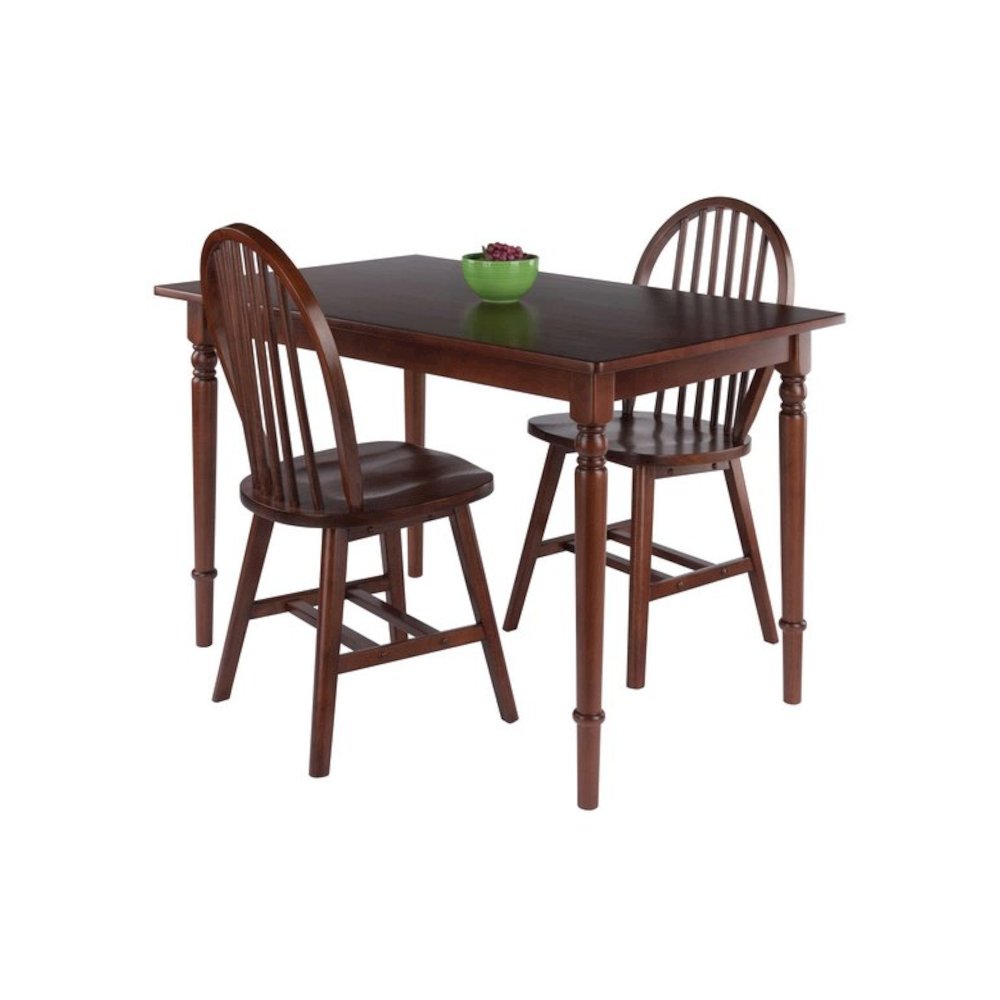 Ravenna 3-Pc Dining Table with Windsor Chairs, Walnut. Picture 3