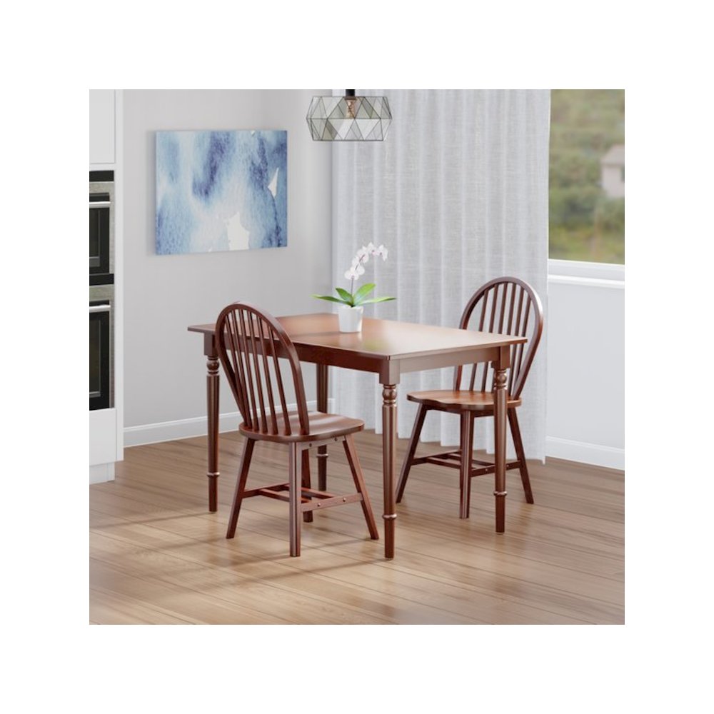 Ravenna 3-Pc Dining Table with Windsor Chairs, Walnut. Picture 4