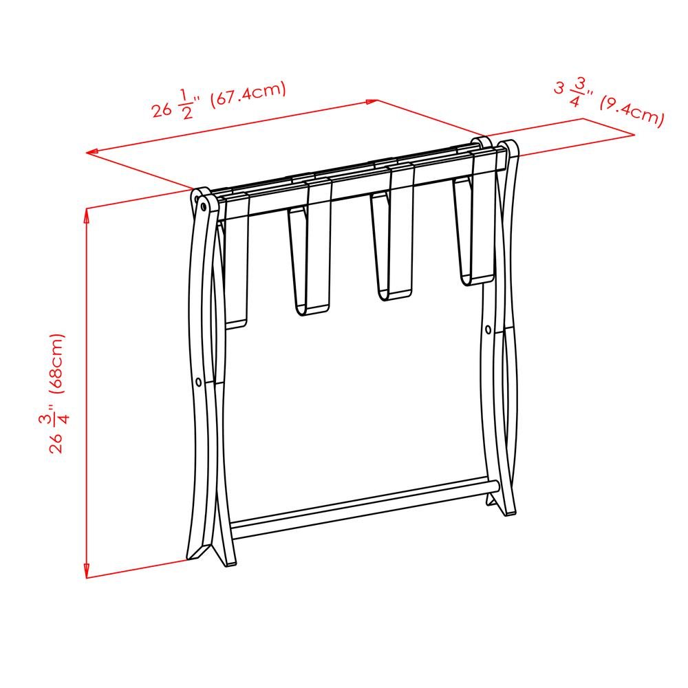 Walnut Brown Solid Wood Folding Luggage Rack for Suitcases with Sturdy Straps. Picture 6