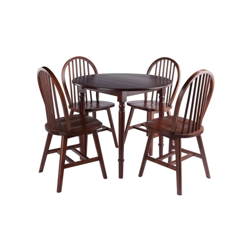 Sorella 5-Pc Drop Leaf Dining Table with Windsor Chairs, Walnut. Picture 1