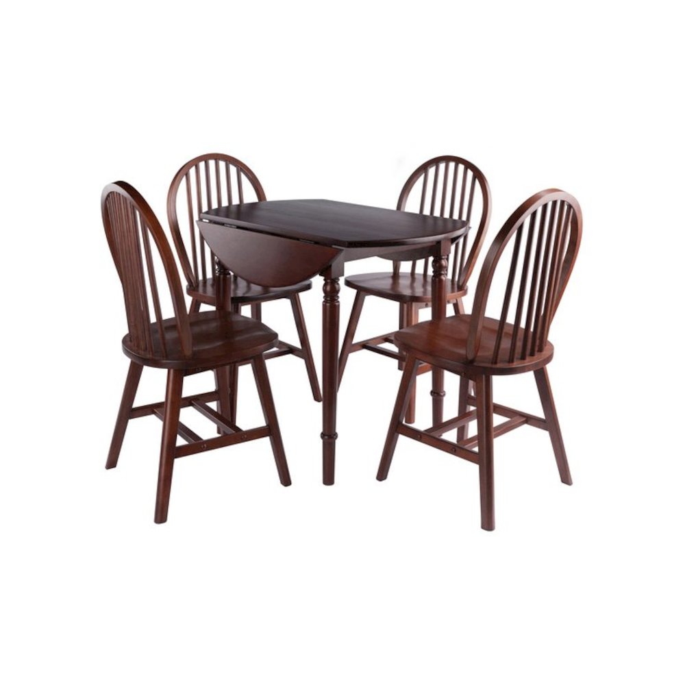 Sorella 5-Pc Drop Leaf Dining Table with Windsor Chairs, Walnut. Picture 2