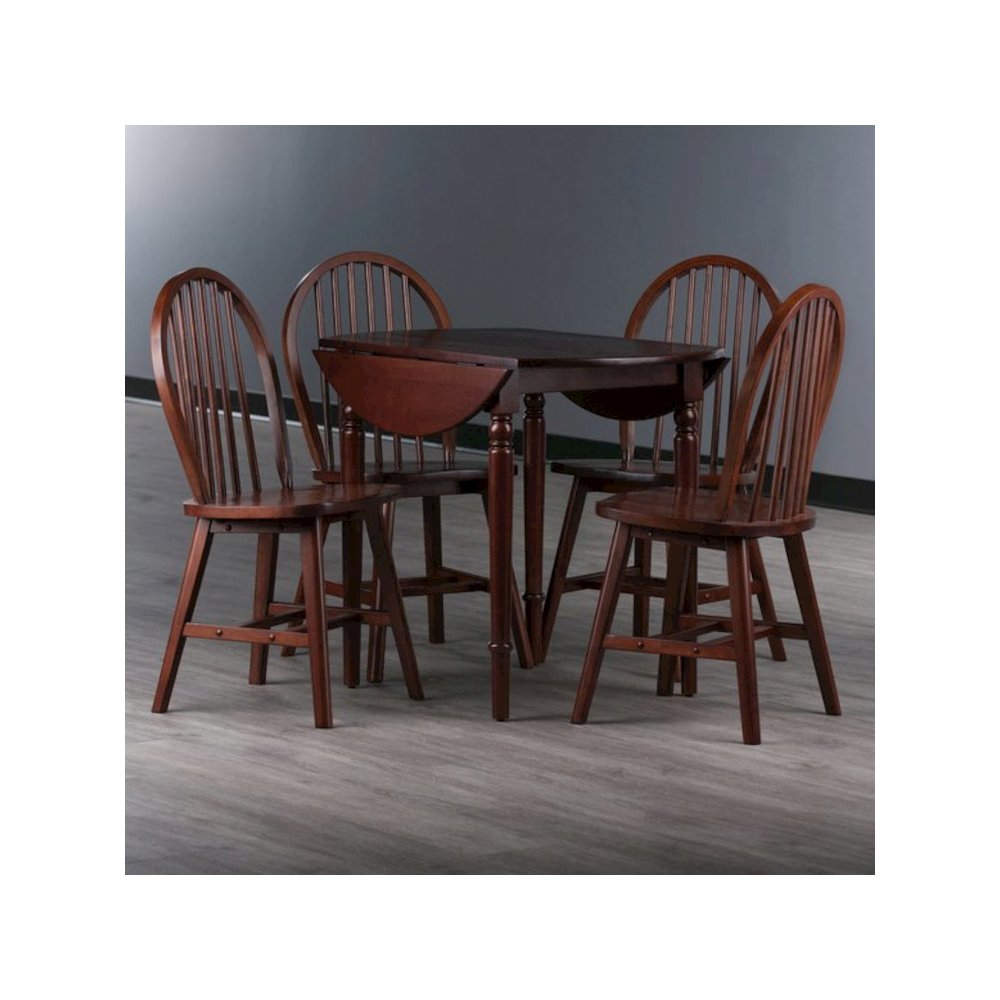 Sorella 5-Pc Drop Leaf Dining Table with Windsor Chairs, Walnut. Picture 3