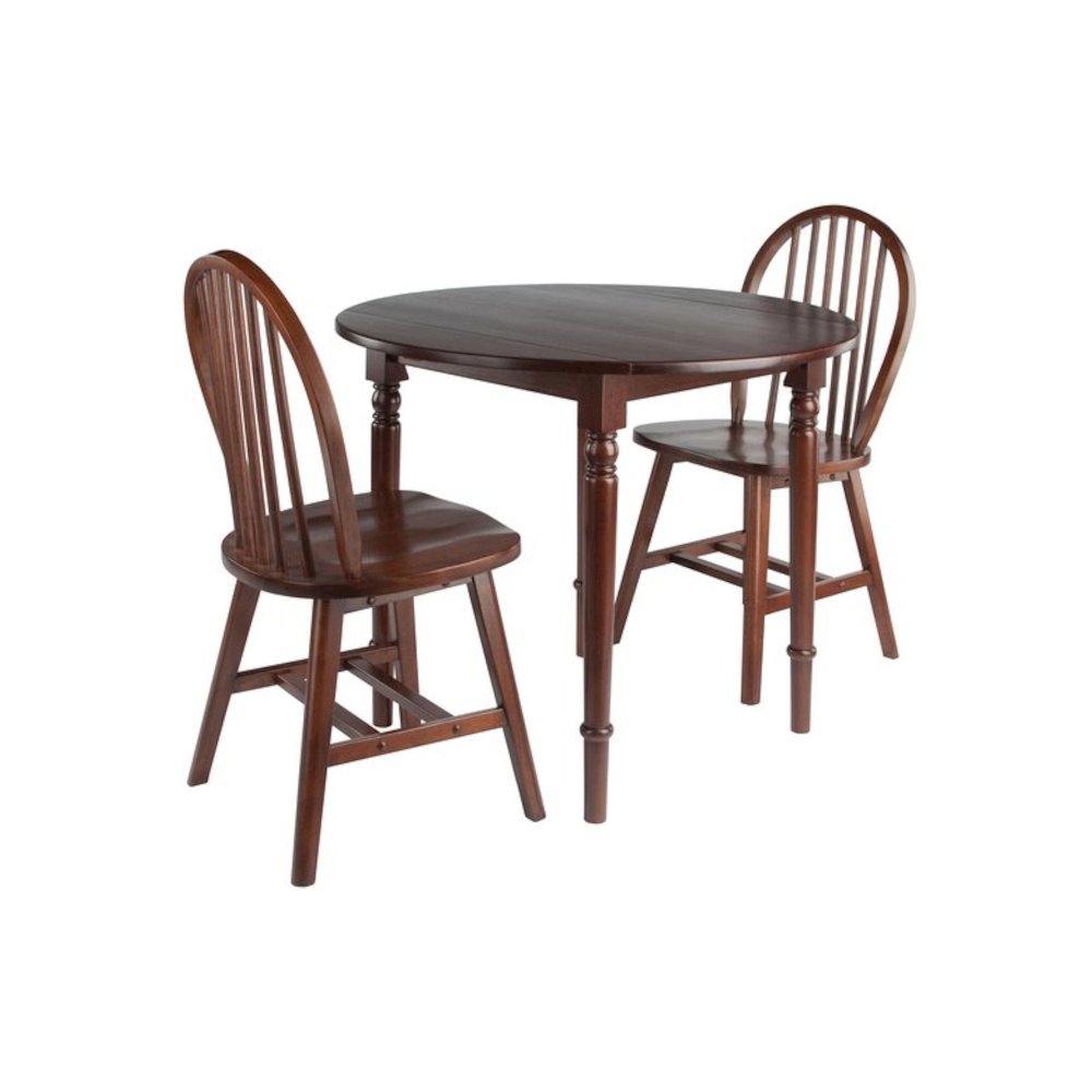 Sorella 3-Pc Drop Leaf Dining Table with Windsor Chairs, Walnut. Picture 1