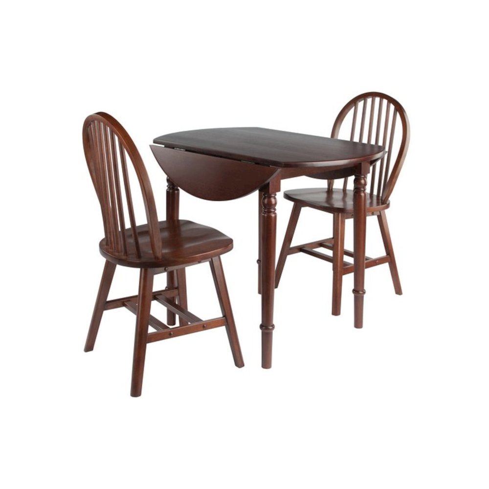 Sorella 3-Pc Drop Leaf Dining Table with Windsor Chairs, Walnut. Picture 2