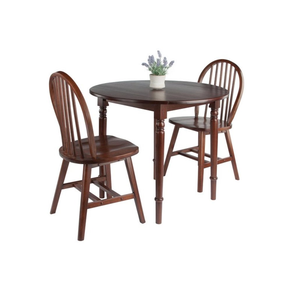 Sorella 3-Pc Drop Leaf Dining Table with Windsor Chairs, Walnut. Picture 3