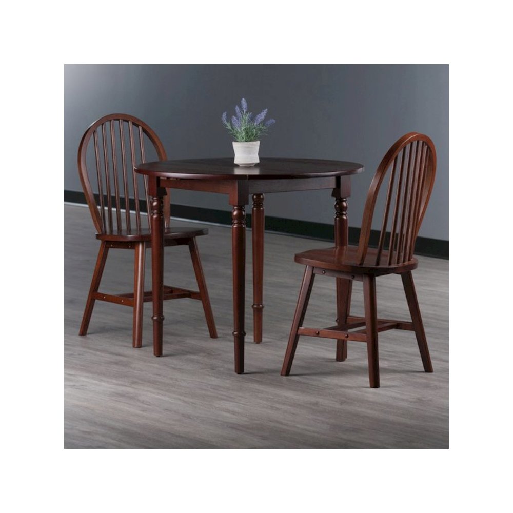 Sorella 3-Pc Drop Leaf Dining Table with Windsor Chairs, Walnut. Picture 4