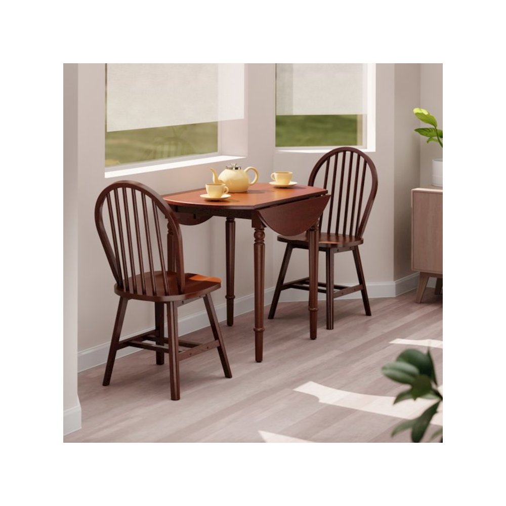 Sorella 3-Pc Drop Leaf Dining Table with Windsor Chairs, Walnut. Picture 5