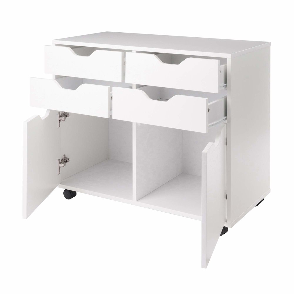 Halifax 2 Section Mobile Storage Cabinet, White. Picture 7