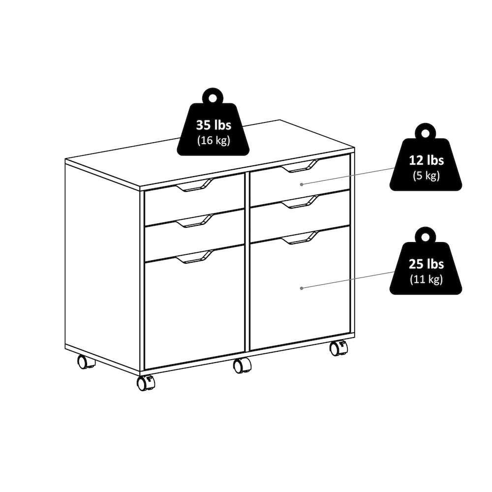 Halifax 2 Section Mobile Storage Cabinet, White. Picture 12