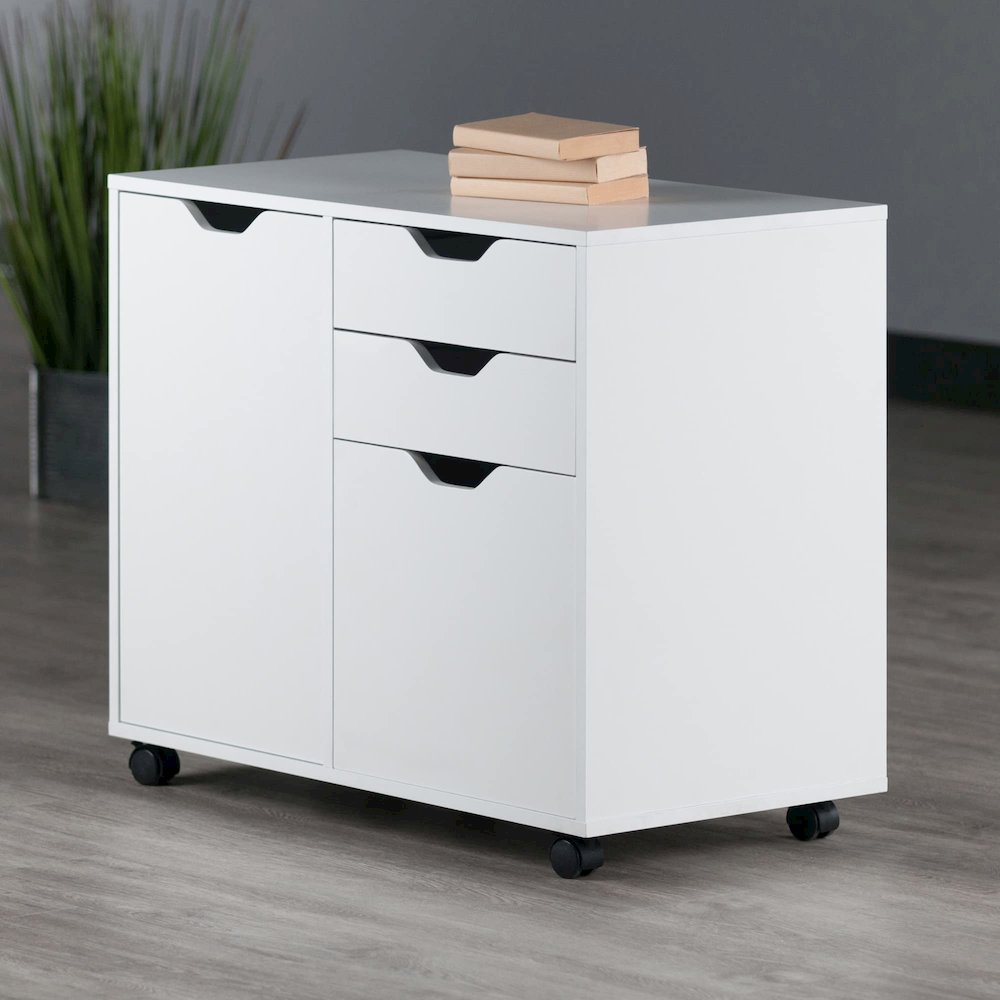 Halifax 2 Section Mobile Filing Cabinet, White. Picture 2