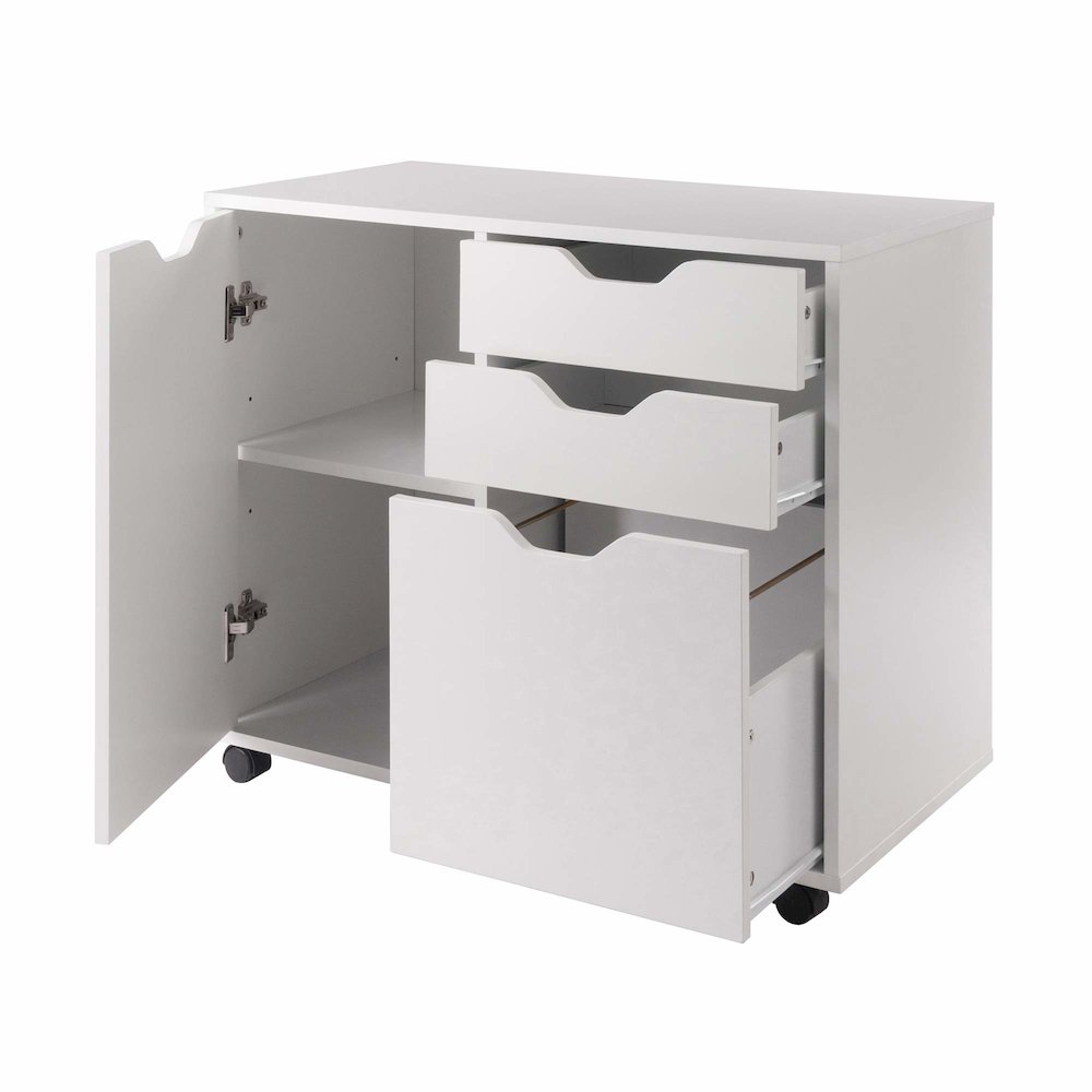Halifax 2 Section Mobile Filing Cabinet, White. Picture 7