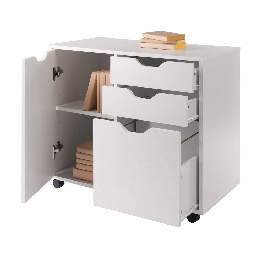 Halifax 2 Section Mobile Filing Cabinet, White. Picture 10