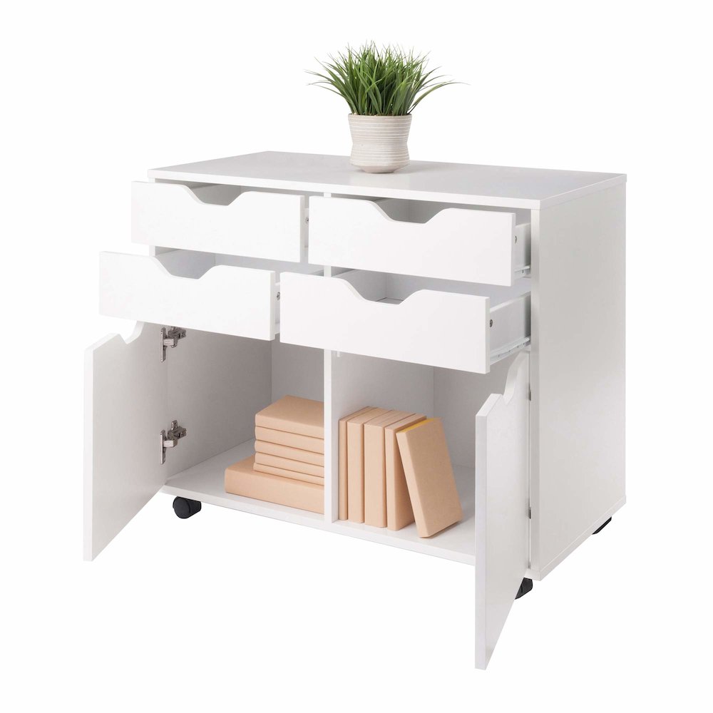 Halifax 2 Section Mobile Storage Cabinet, White. Picture 10
