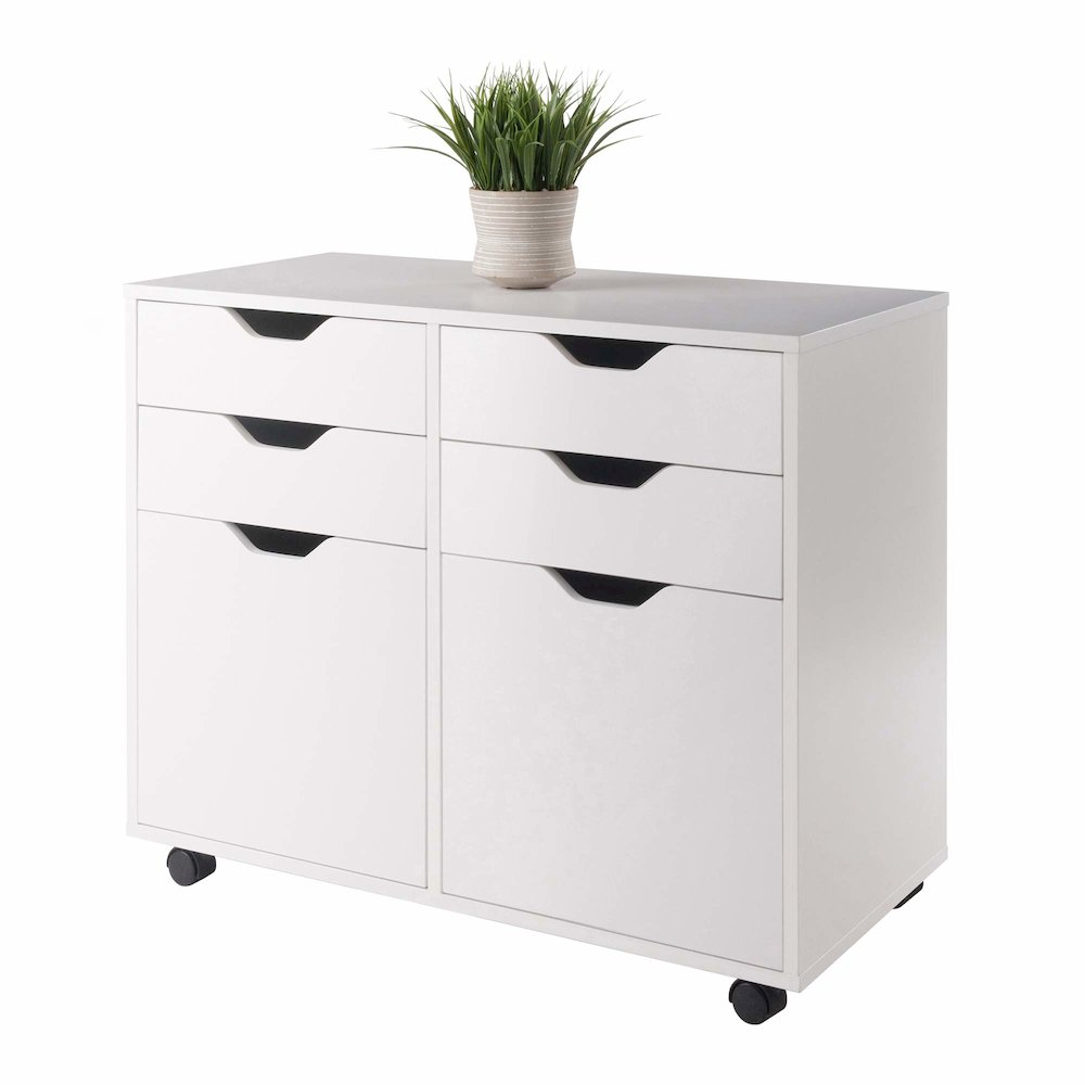 Halifax 2 Section Mobile Storage Cabinet, White. Picture 9