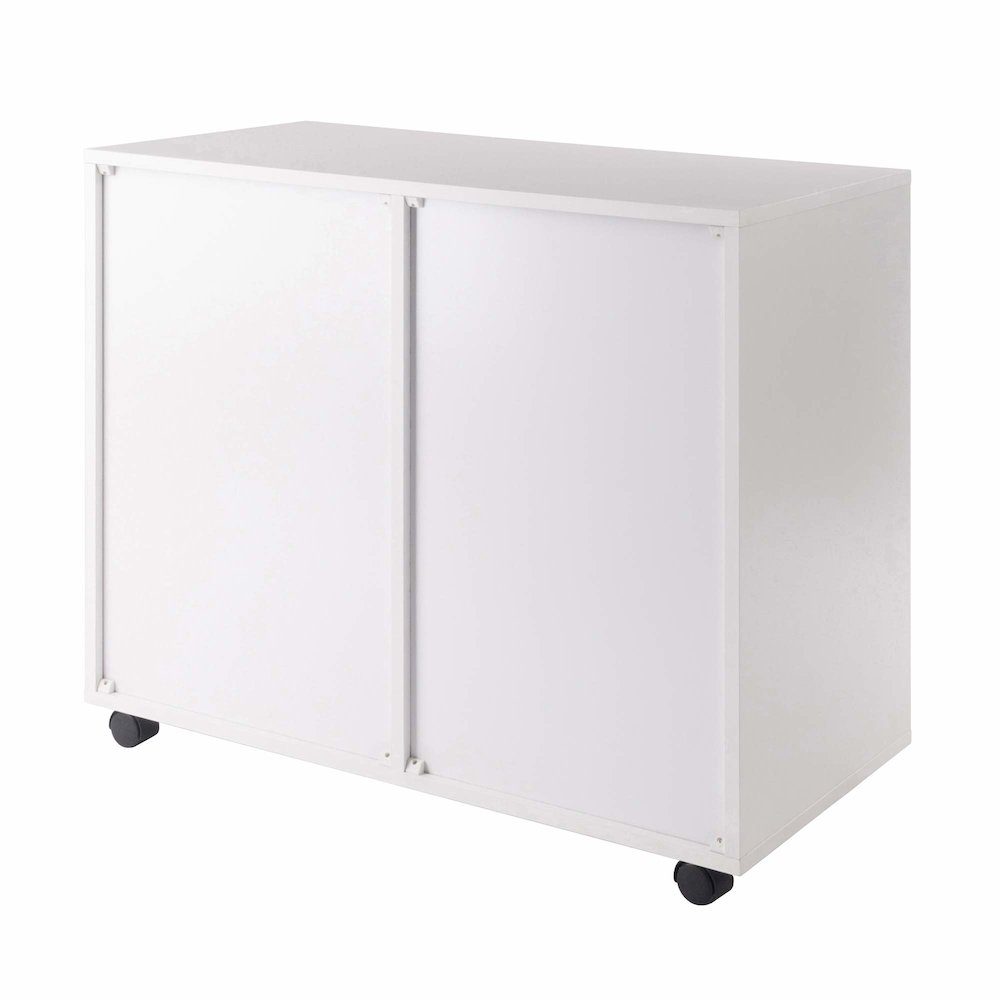Halifax 2 Section Mobile Storage Cabinet, White. Picture 8