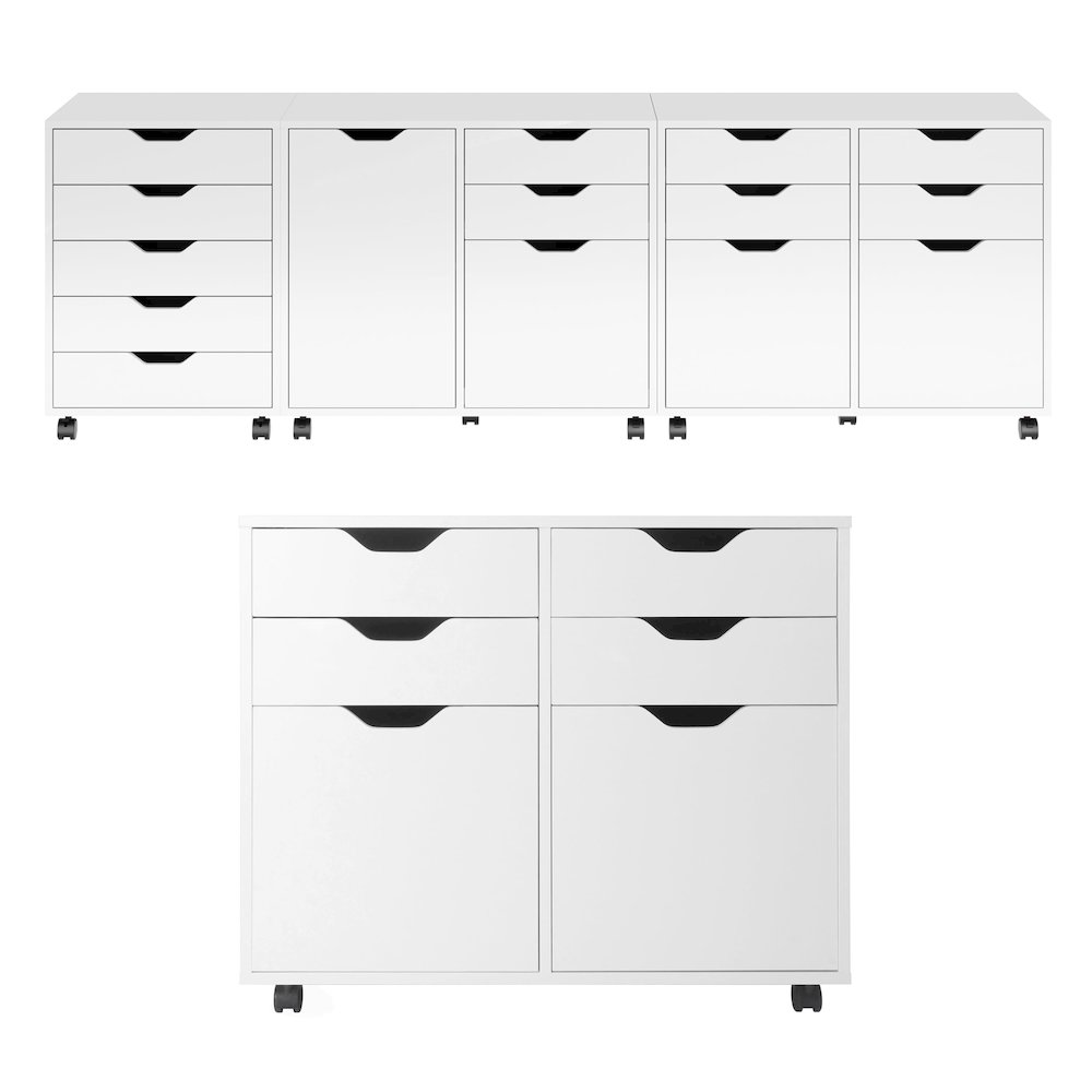Halifax 2 Section Mobile Storage Cabinet, White. Picture 11