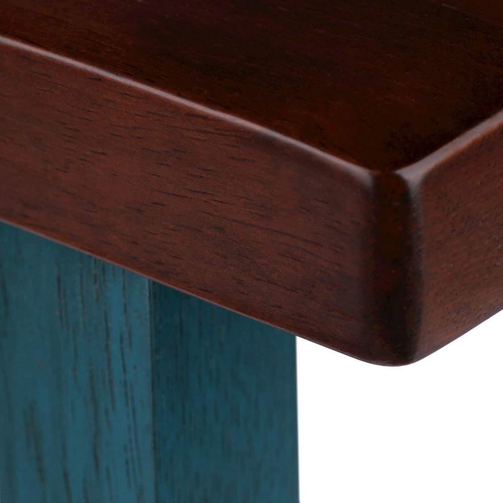 Satori Saddle Seat Counter Stool, Rustic Teal and Walnut. Picture 5