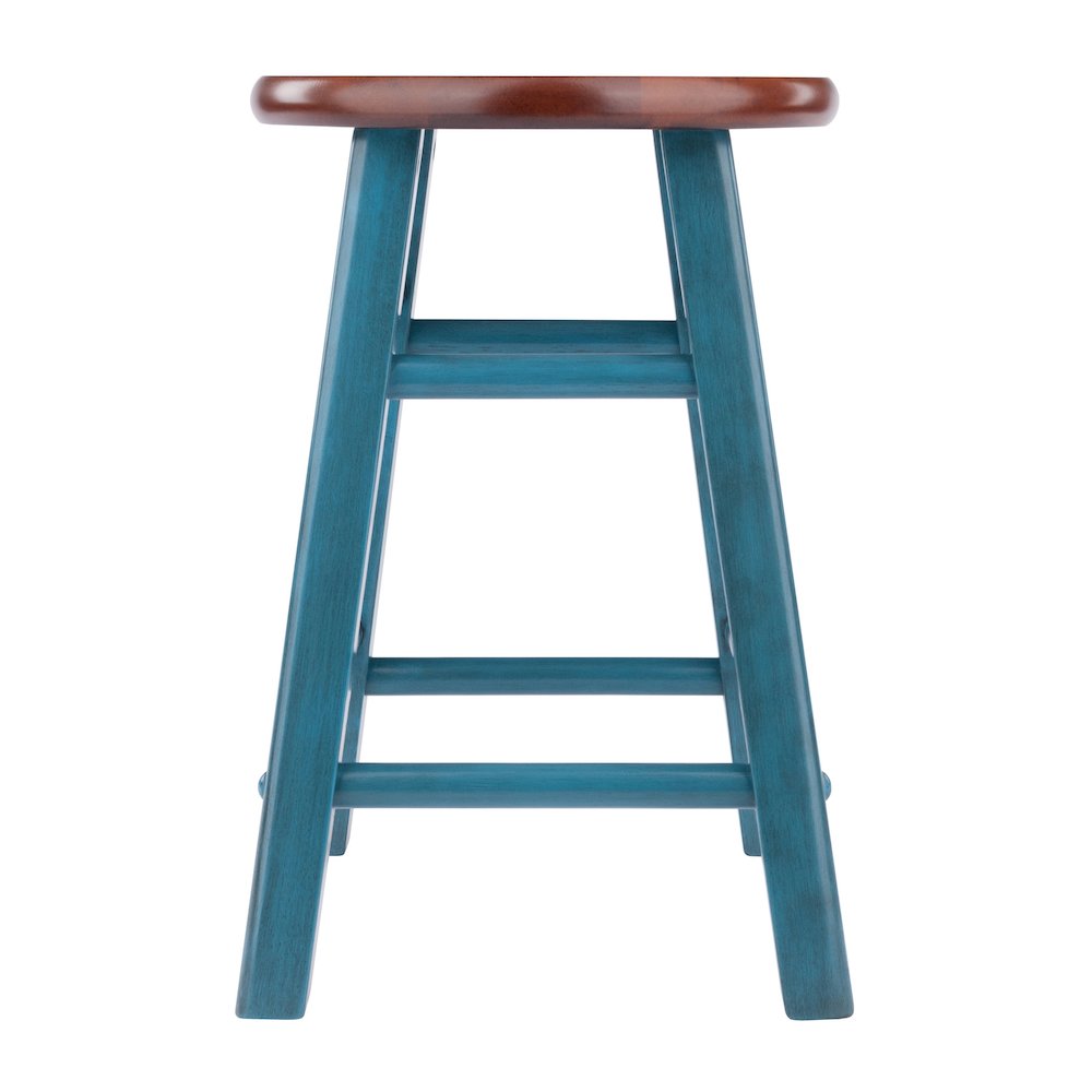 Element 2-Pc Dining Stool Set, Rustic Teal & Walnut. Picture 2