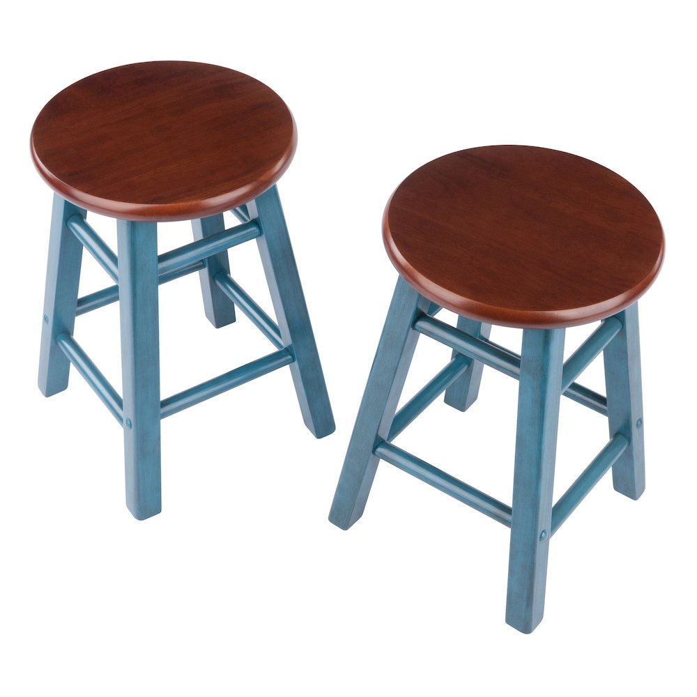 Element 2-Pc Dining Stool Set, Rustic Teal & Walnut. Picture 5