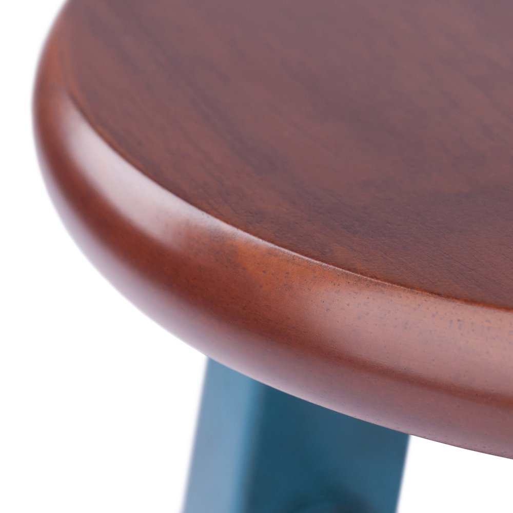 Element 2-Pc Dining Stool Set, Rustic Teal & Walnut. Picture 4