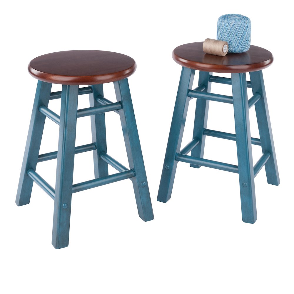 Element 2-Pc Dining Stool Set, Rustic Teal & Walnut. Picture 8