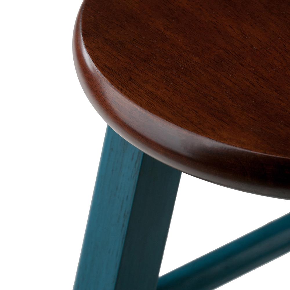 Ivy 24" Counter Stool Rustic Teal w/ Walnut Seat. Picture 3