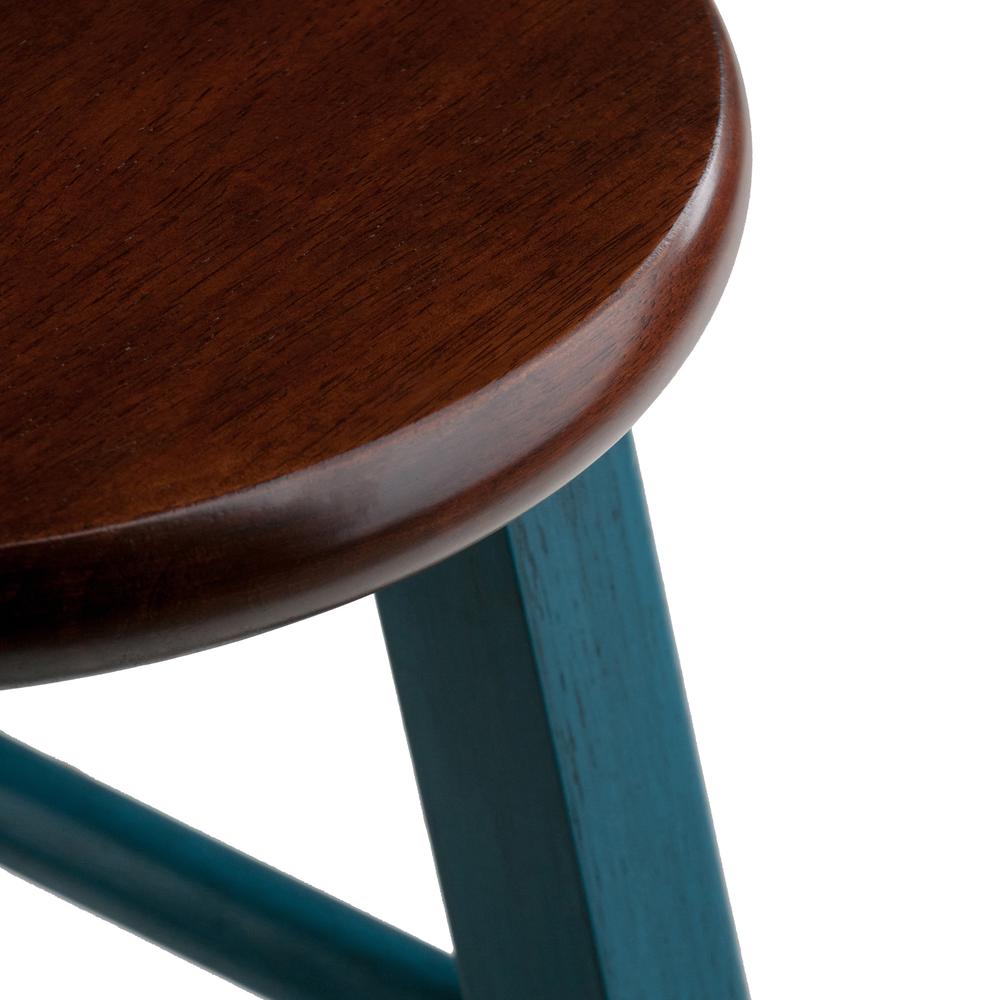 Ivy 29" Bar Stool Rustic Teal w/ Walnut Seat. Picture 3