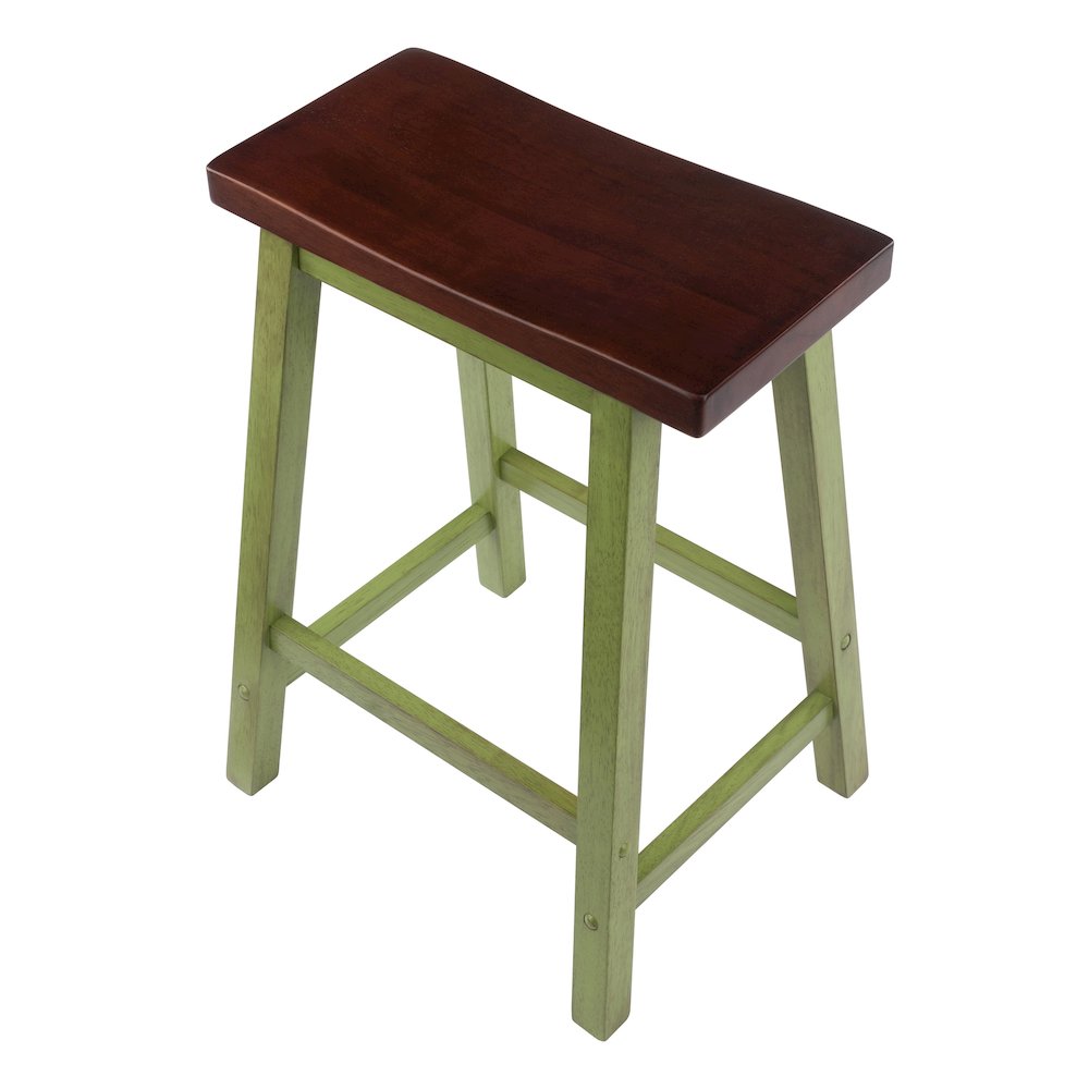Satori Saddle Seat Counter Stool, Rustic Green and Walnut. Picture 4