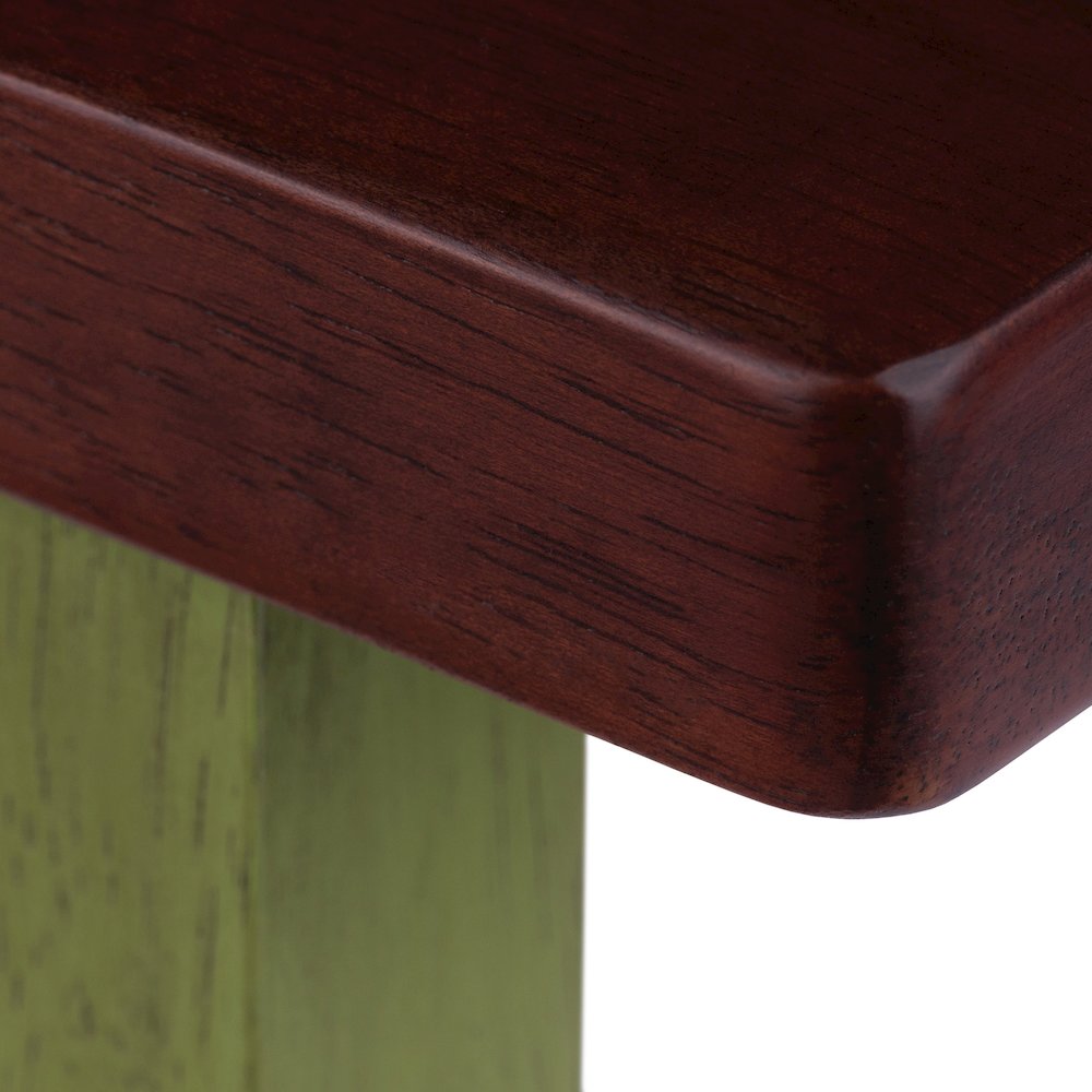 Satori Saddle Seat Bar Stool, Rustic Green and Walnut. Picture 4