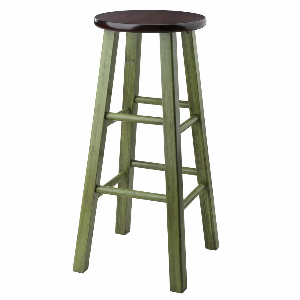Ivy 29" Bar Stool Rustic Green w/ Walnut Seat. Picture 2