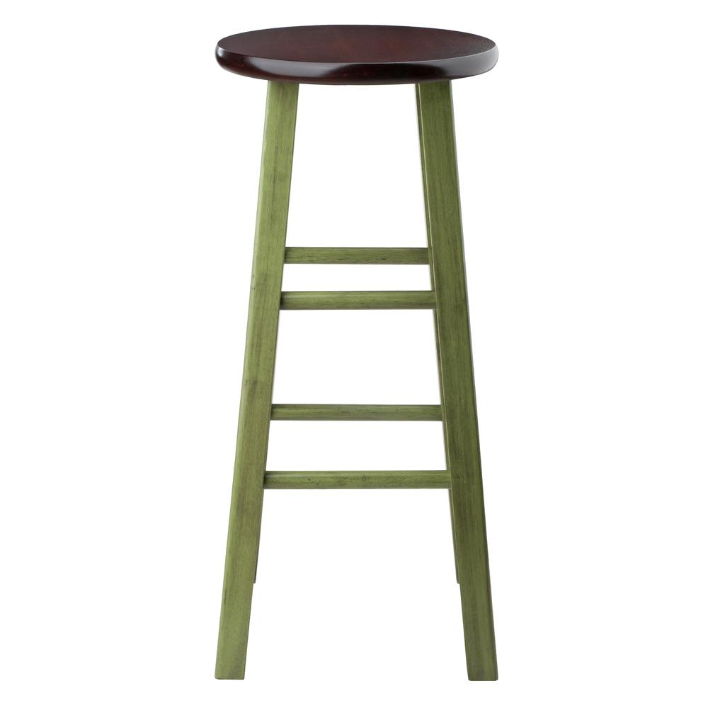 Ivy 29" Bar Stool Rustic Green w/ Walnut Seat. Picture 4