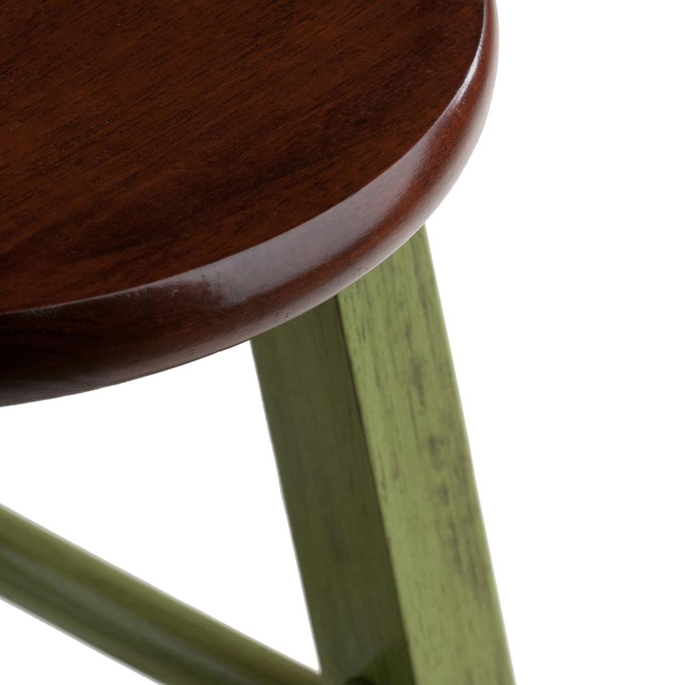 Ivy 29" Bar Stool Rustic Green w/ Walnut Seat. Picture 3