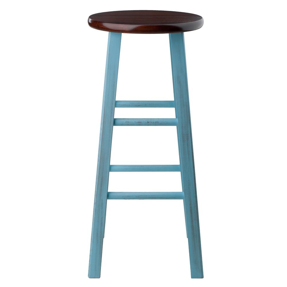 Ivy 29" Bar Stool Rustic Light Blue w/ Walnut Seat. Picture 4