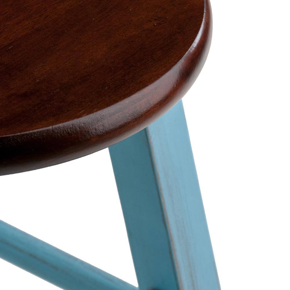 Ivy 29" Bar Stool Rustic Light Blue w/ Walnut Seat. Picture 5