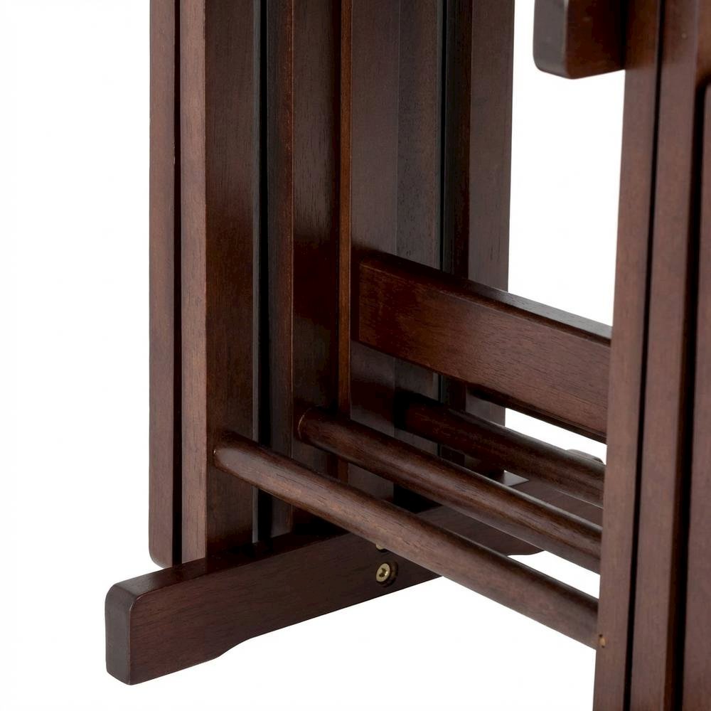 Solid Wood Brown 5 Piece TV Trays Set With 4 Folding Tables And Stand. Picture 6