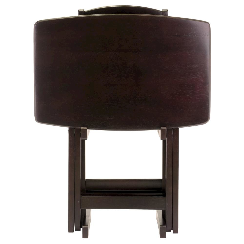 Espresso Oversized Snack Tables – Sturdy Wooden TV Trays with Stand. Picture 5