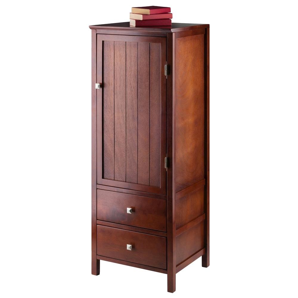 FurniFact Walnut Kitchen Cabinet – Small Pantry Cabinet with Doors. Picture 6