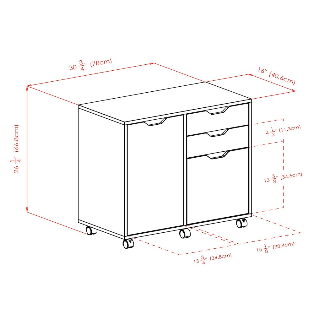 Halifax 2 Section Mobile Filing Cabinet, White. Picture 3