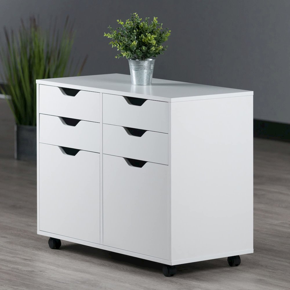 Halifax 2 Section Mobile Storage Cabinet, White. Picture 2